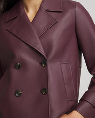 Blackened Burgundy Faux Leather Trench Coat