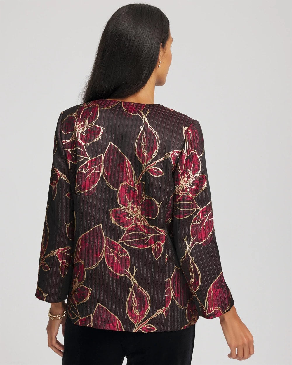 Red Travelers™ Collection Jacquard Foiled Floral Jacket