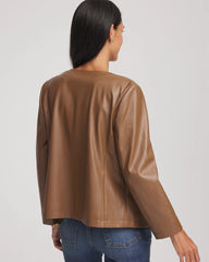 Chocolate Truffle Floral Cutwork Faux Leather Jacket