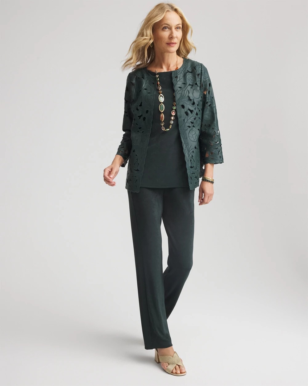 Darkest Spruce Travelers™ Collection Faux Leather Floral Jacket