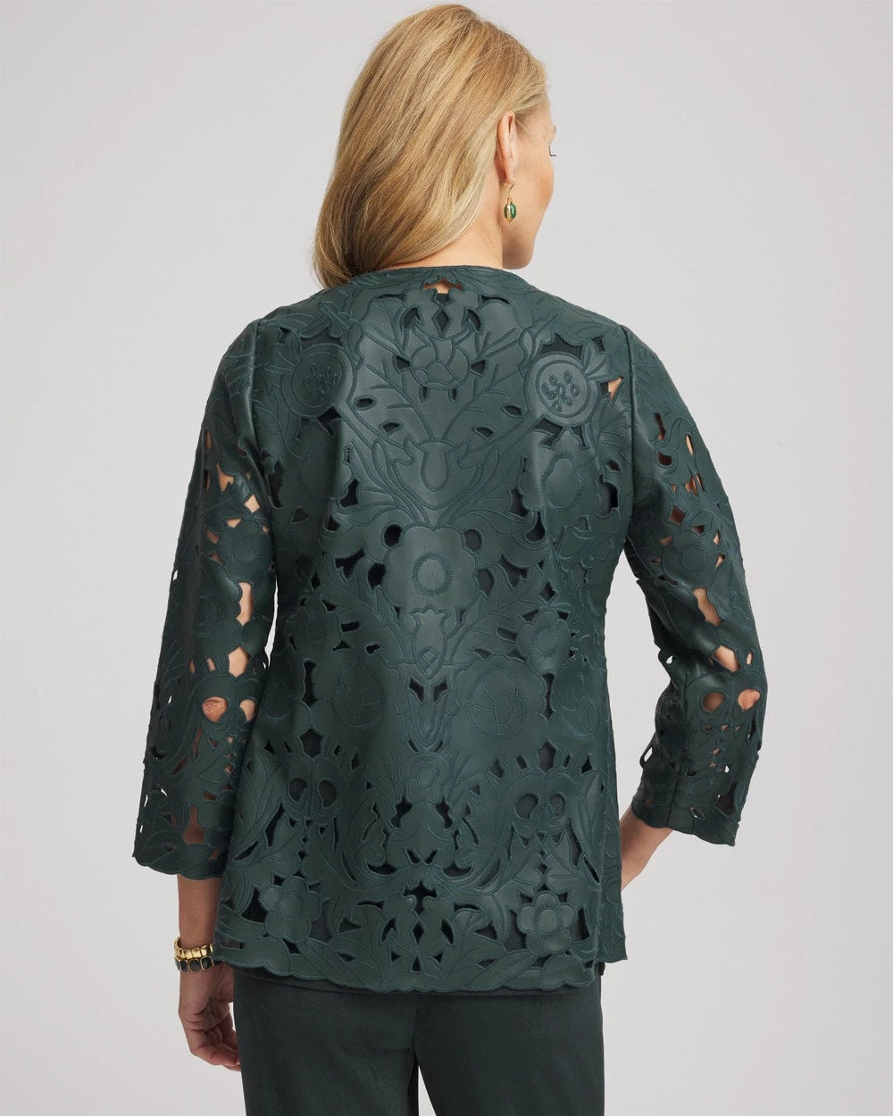 Darkest Spruce Travelers™ Collection Faux Leather Floral Jacket