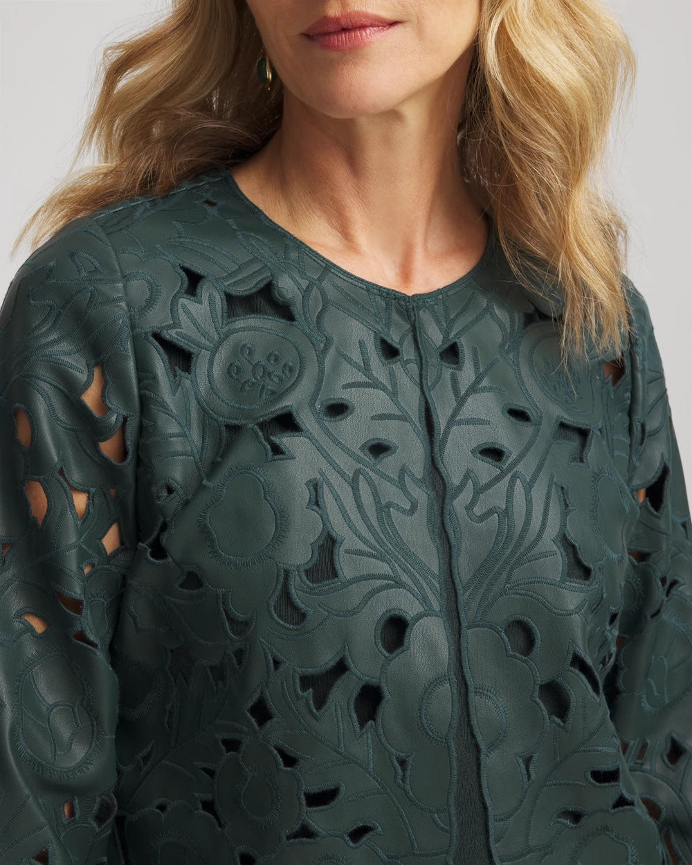 Darkest Spruce Travelers™ Collection Faux Leather Floral Jacket