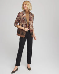 Graphite Gray Artisanal Print Ponte Blazer
