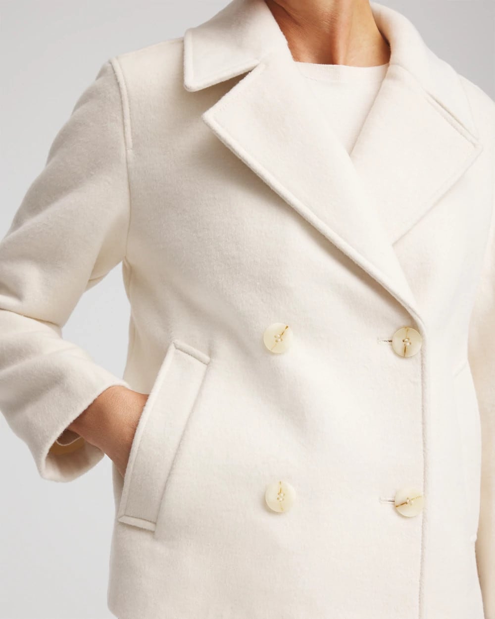 English Cream Wool Peacoat