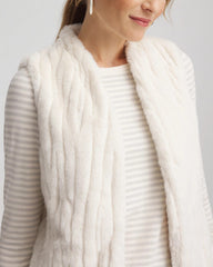 English Cream Elongated Faux Fur Vest
