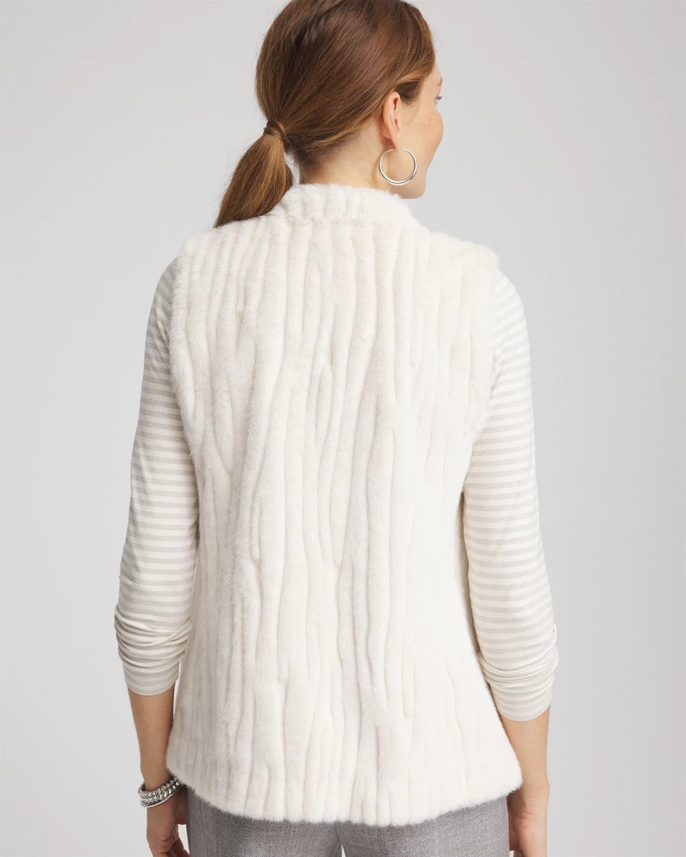 English Cream Elongated Faux Fur Vest