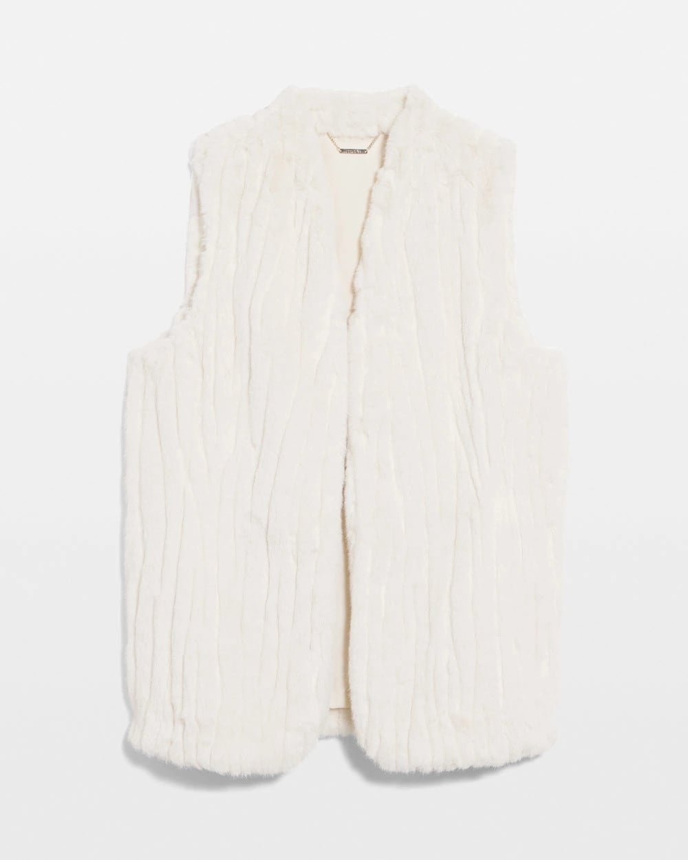 English Cream Elongated Faux Fur Vest