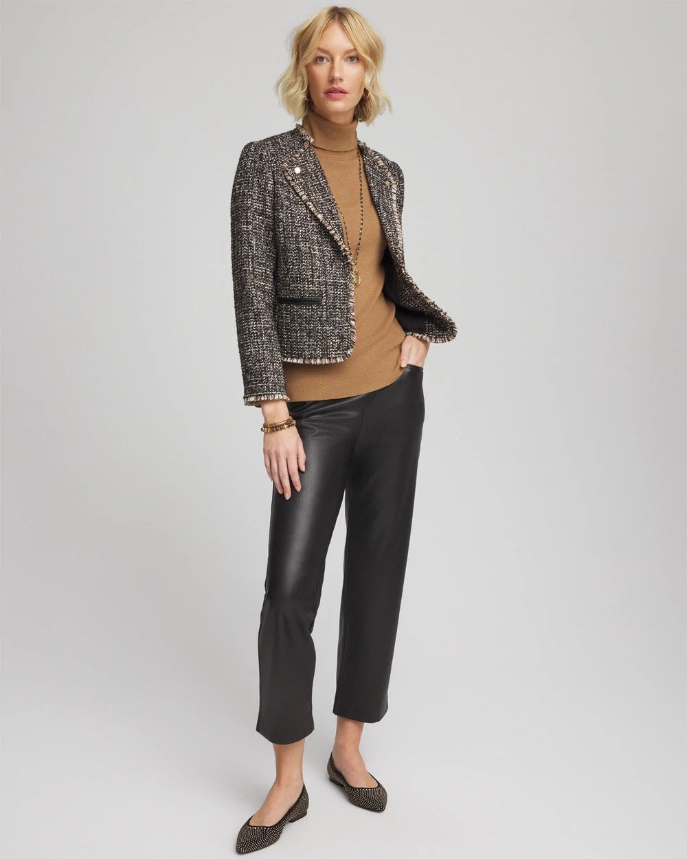 Black Tweed Mix Moto Jacket