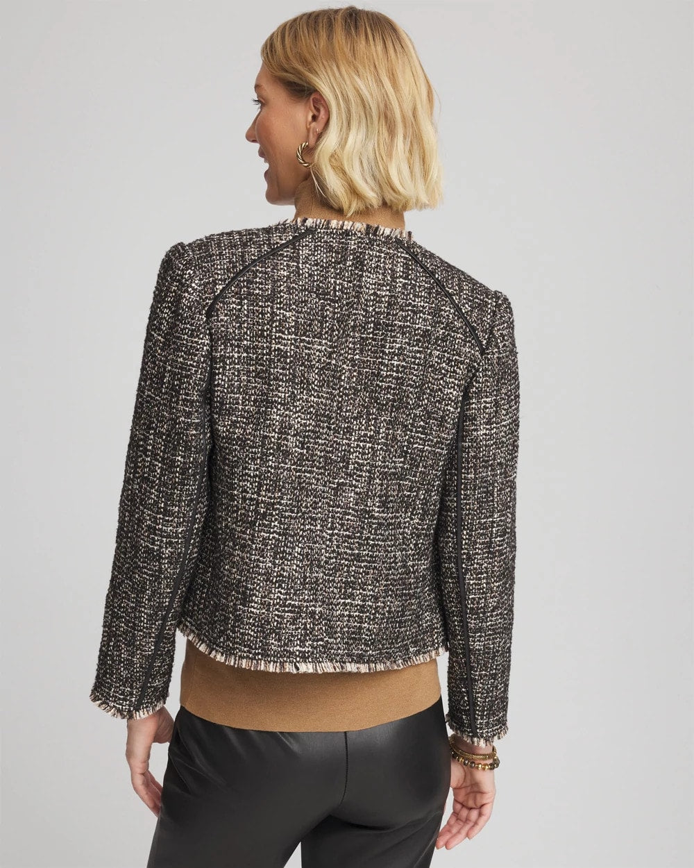 Black Tweed Mix Moto Jacket