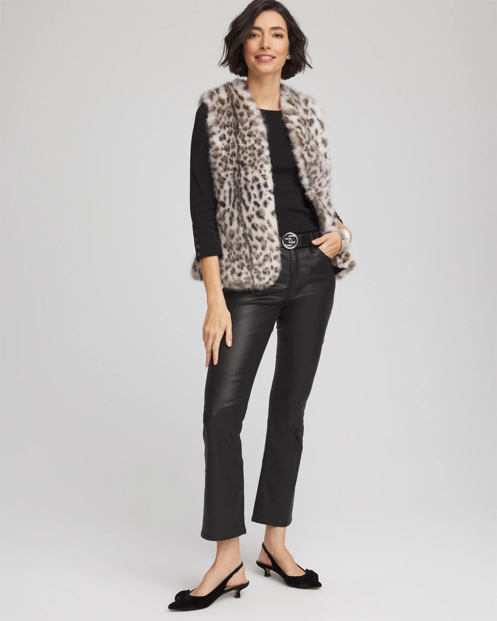 Cream Snow Leopard Faux Fur Vest
