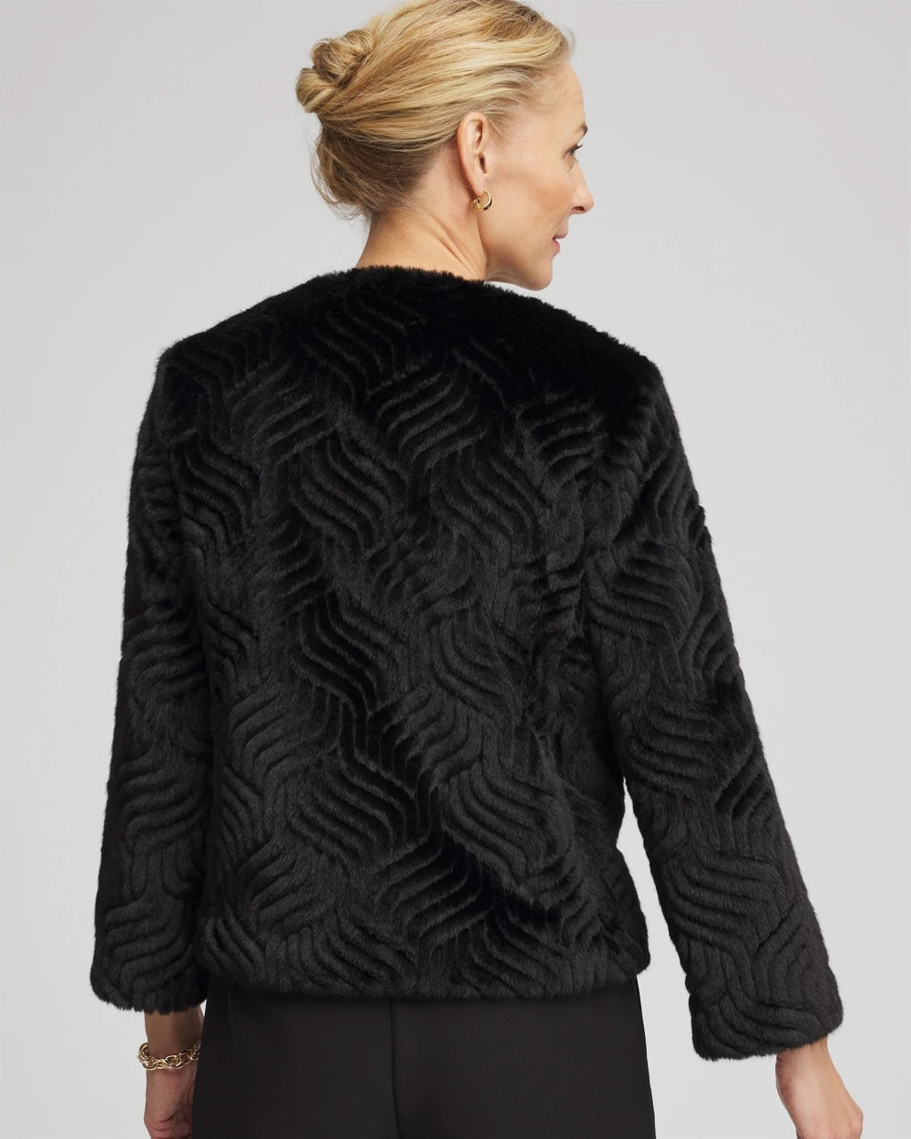 Black Pattern Fur Jacket