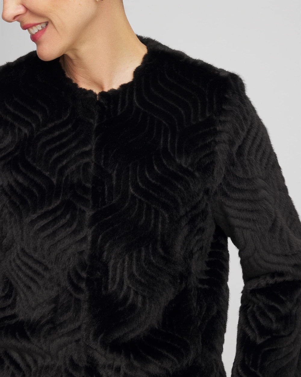 Black Pattern Fur Jacket