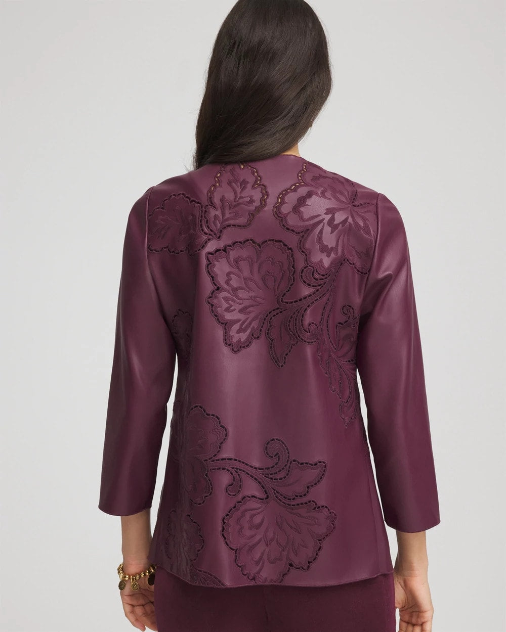 Blackened Burgundy Travelers™ Collection Faux Leather Embroidered Jacket