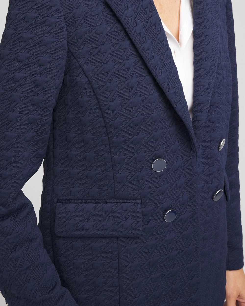 Passport Blue Textured Single-Breasted Knit Blazer