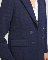 Passport Blue Textured Single-Breasted Knit Blazer