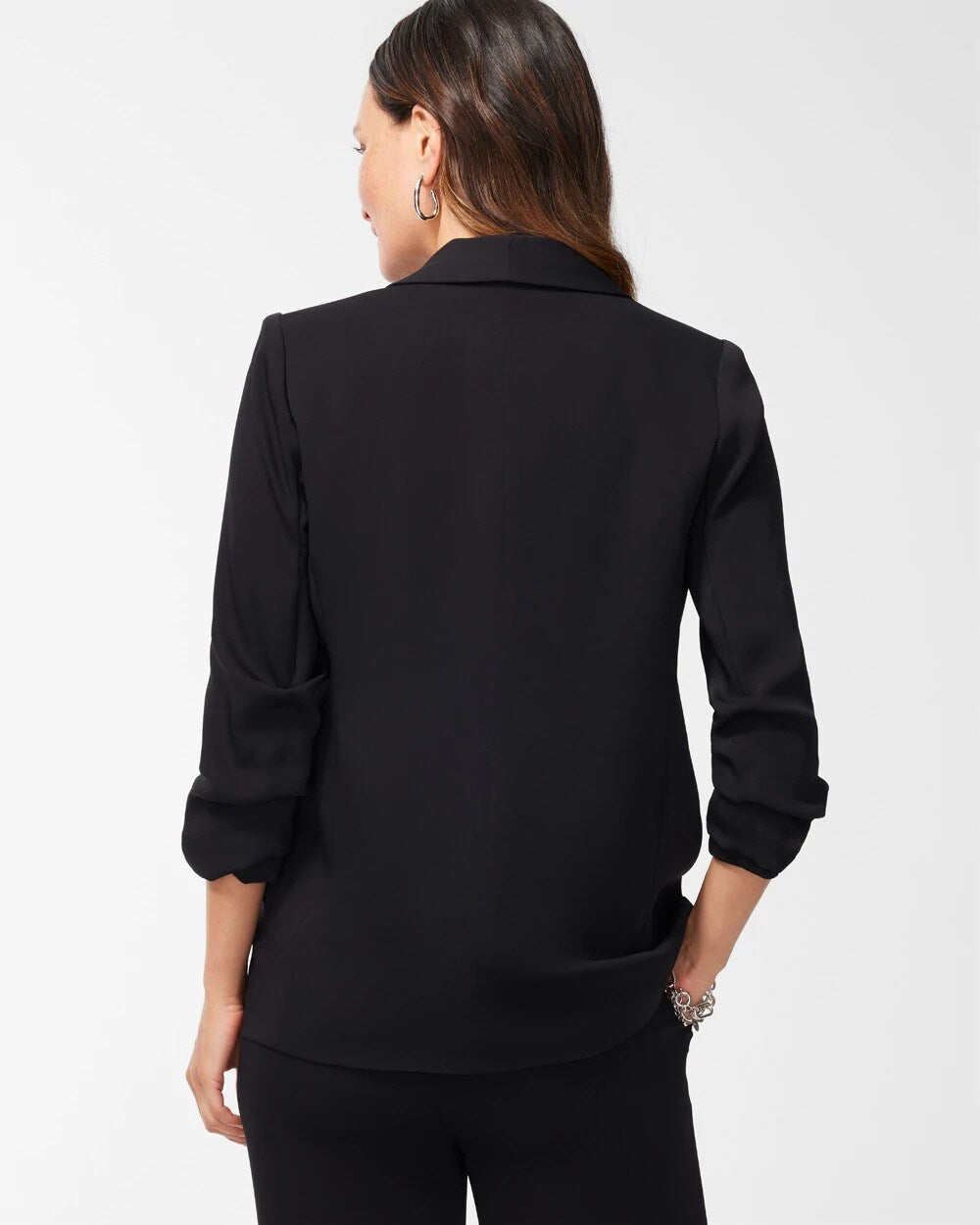Black Ruched Sleeve Blazer