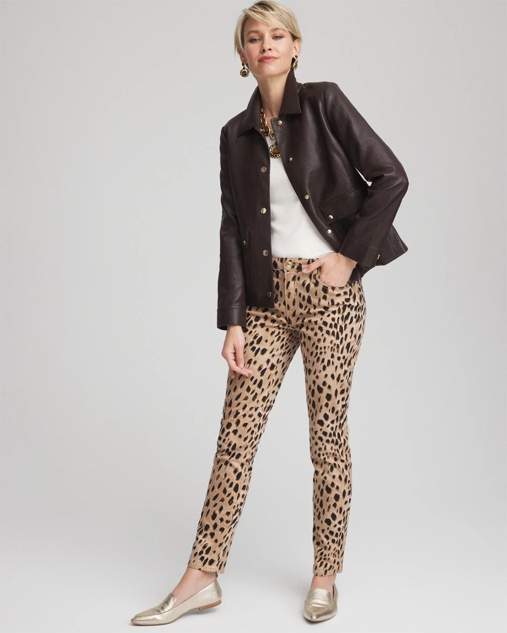 Black Raisin Snap Front Faux Leather Jacket