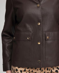 Black Raisin Snap Front Faux Leather Jacket