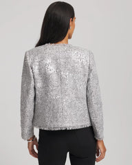 Silver Silver Sequins Tweed Jacket