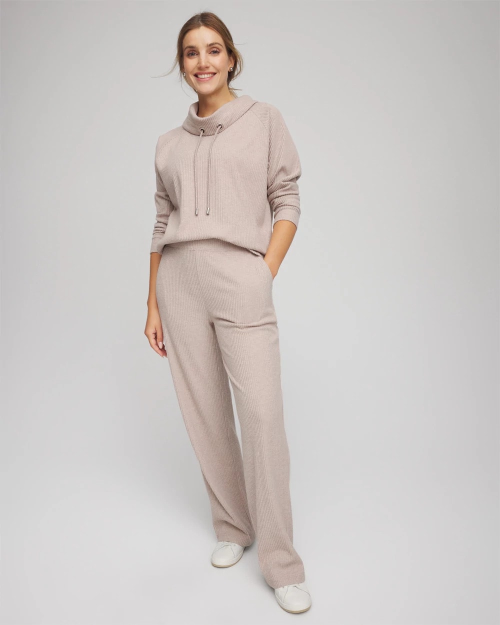 Light Taupe Heather Zenergy® Brushed Ribbed Pants
