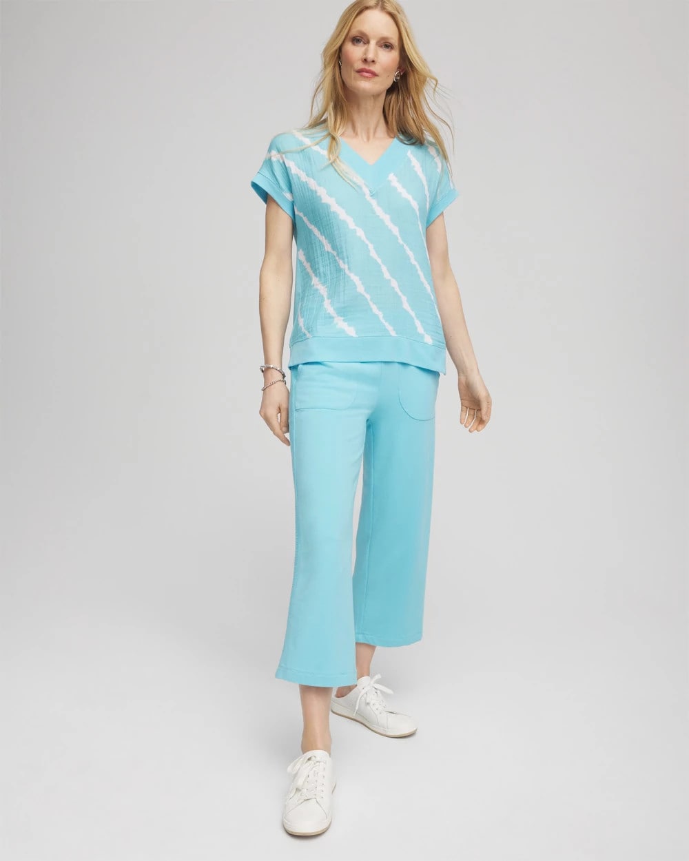 Paradiso Blue Zenergy® French Terry Gauze-Inset Cropped Pants