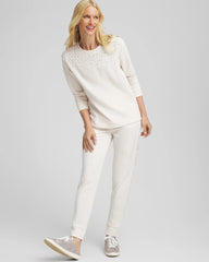 English Cream Zenergy® Rhinestone Pullover Top