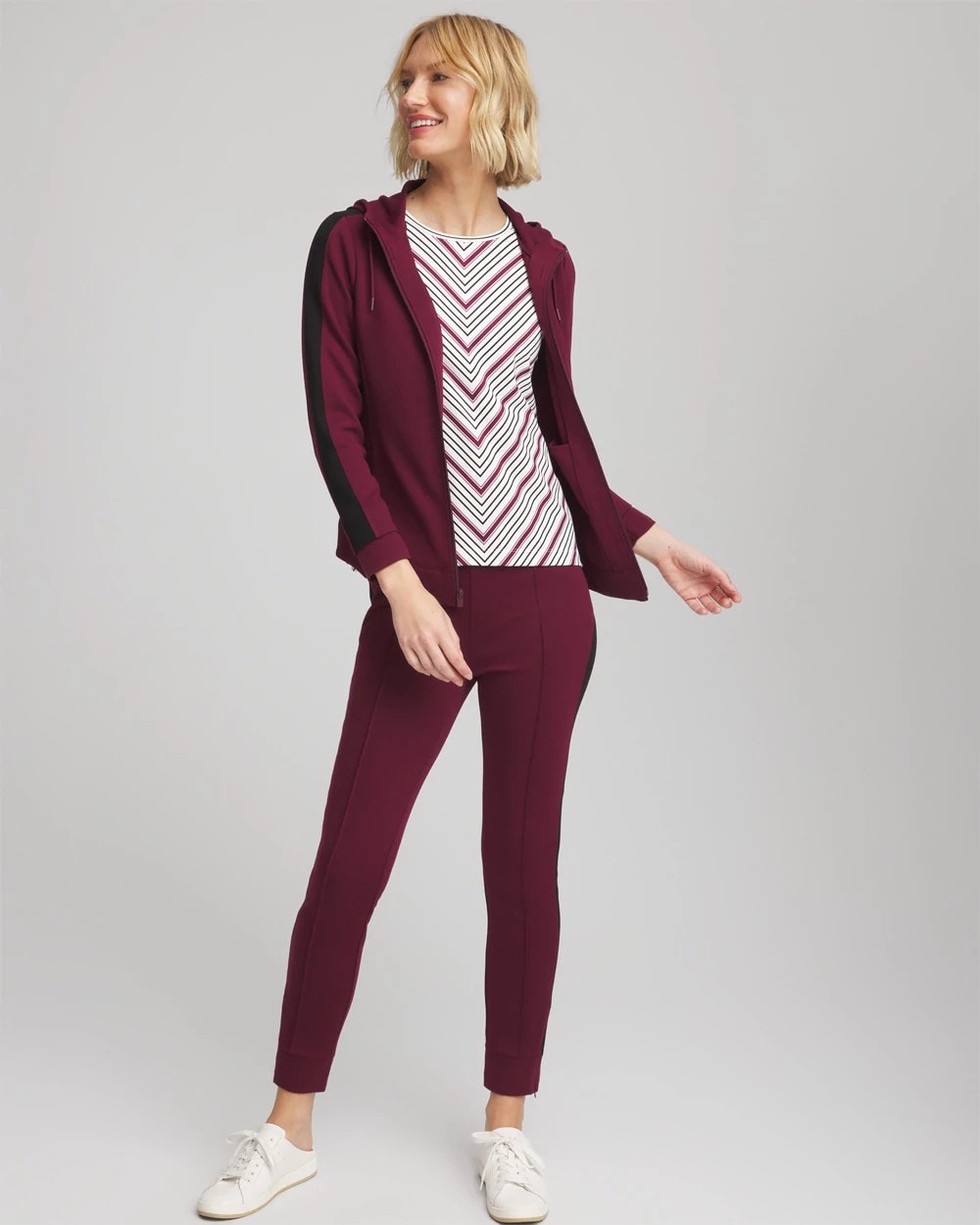 Deep Chianti Zenergy® Soft Brushed Striped Top
