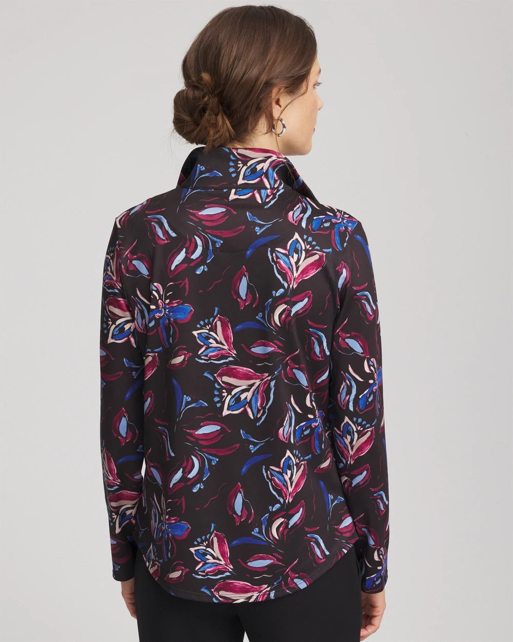 Deep Chianti Zenergy® UPF Floral Half-Zip Pullover Top