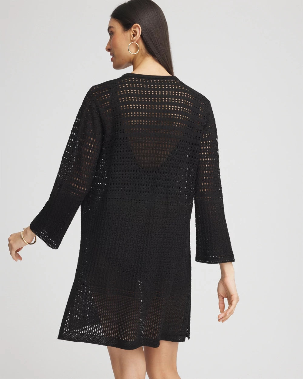Black Chico's Tie-Front Beach Swimsuit Cover-Up