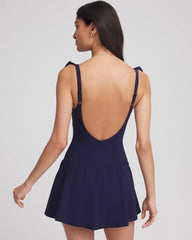 Navy Gottex Tutti Frutti Square Neck Swim Dress