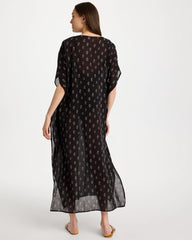 Black/Neutral Printed Kaftan Swim Cover-Up