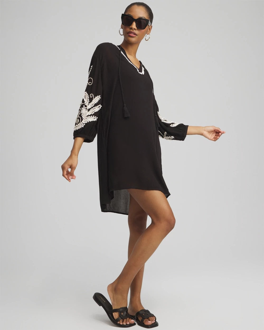 Black Embroidered Coverup Dress