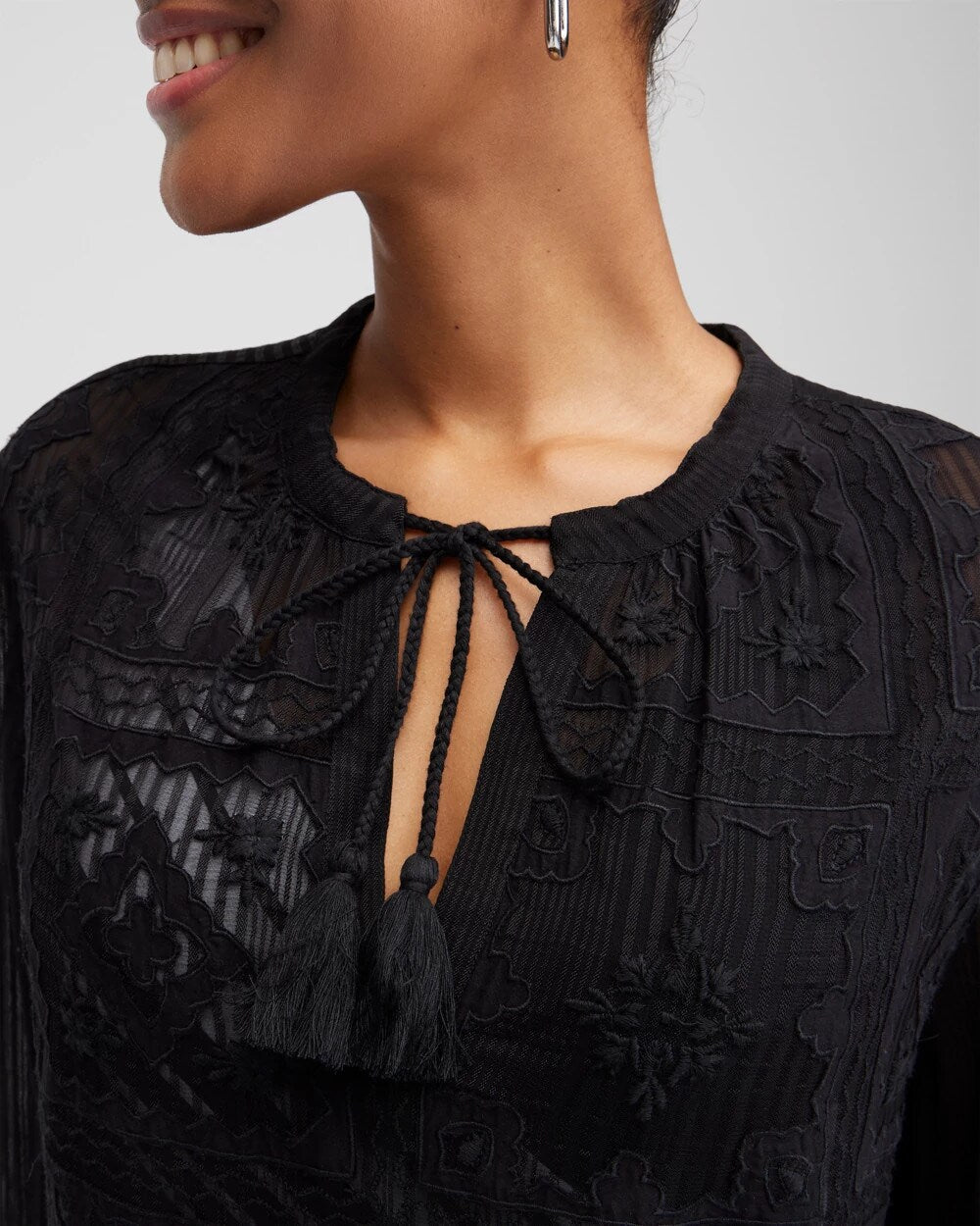 Black Embroidered Swim Dress Coverup