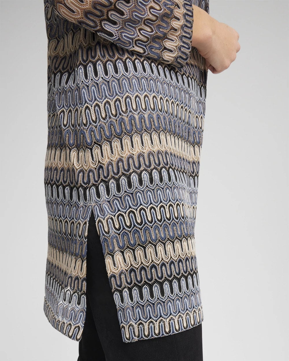 Canyon Blue Travelers™ Knit Chevron Open-Front Cardigan