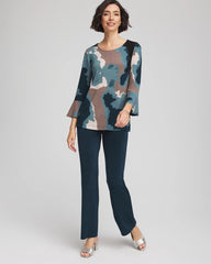 Teal Shadow Travelers™ Crystal Flounce Sleeve Tunic
