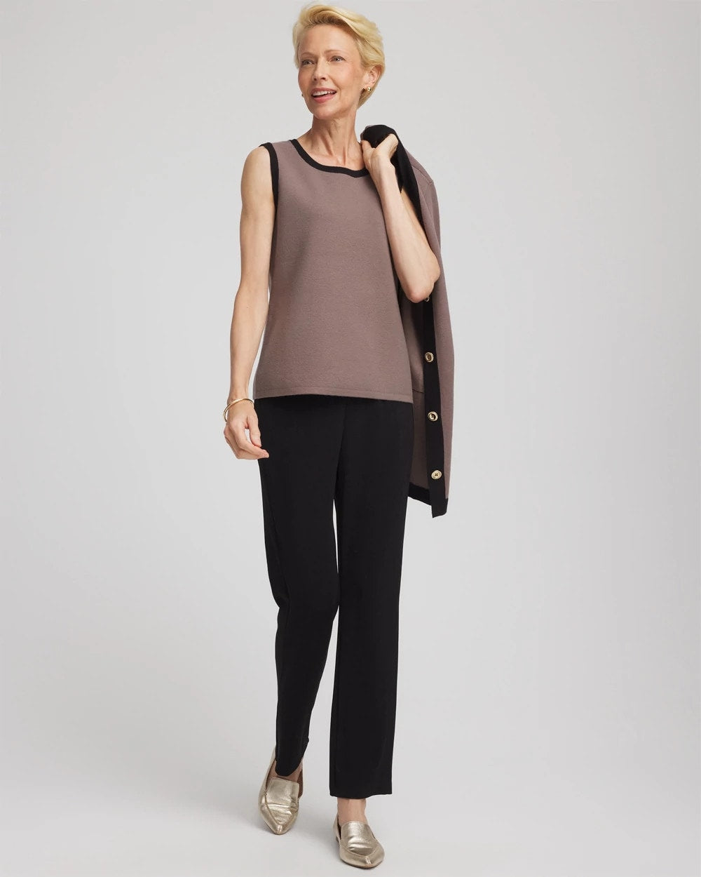 Deep Taupe Travelers™ Tipped Sweater Tank