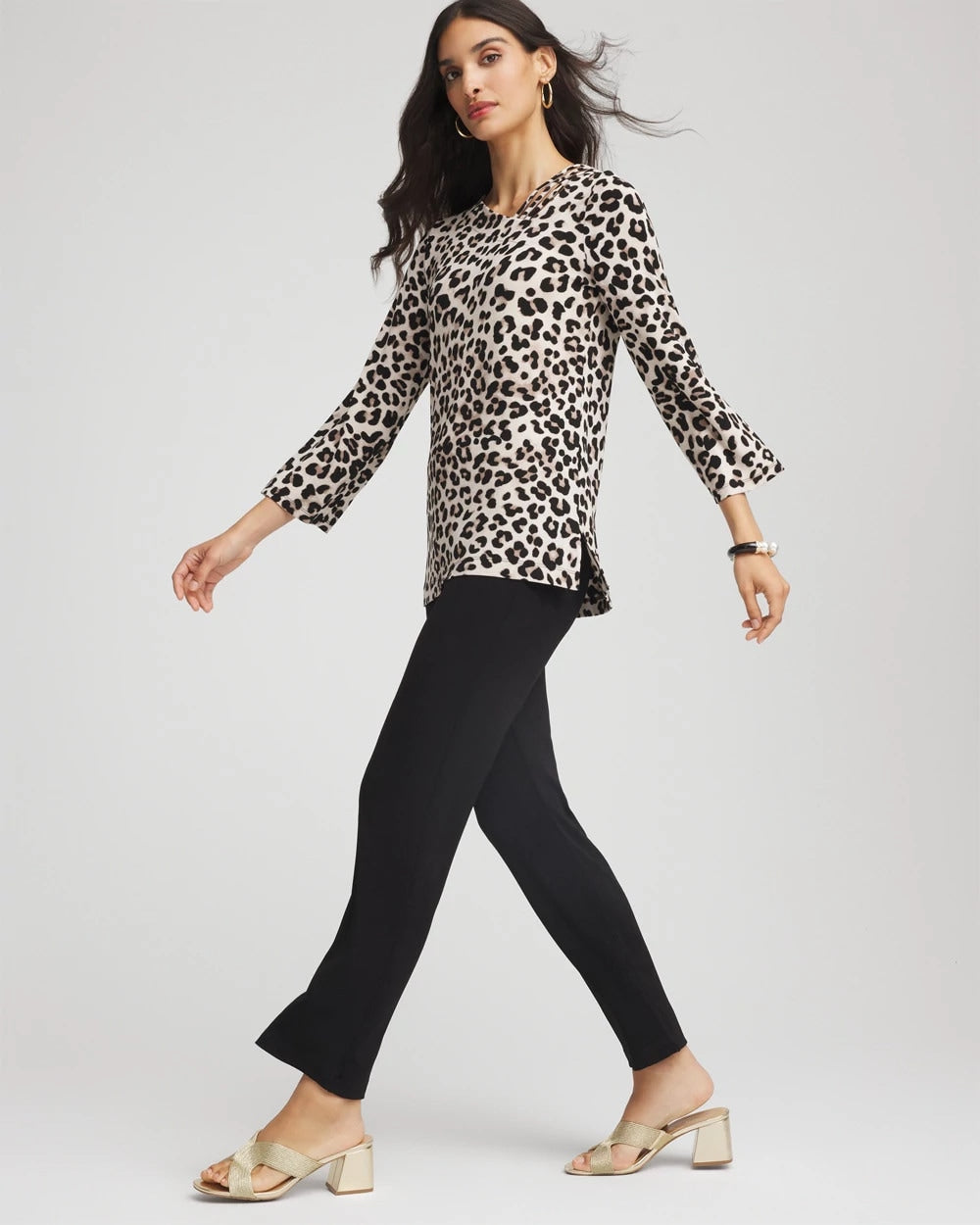 Deep Taupe Travelers™ Animal-Print Lattice Top