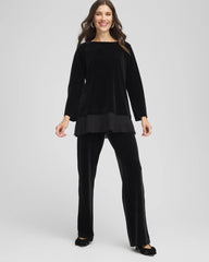 Travelers Black Travelers™ Chiffon Hem Velvet Tunic