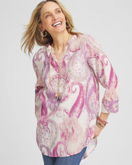 French Blush No Iron™ Multi Paisley Linen Tunic