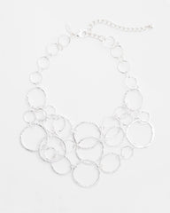 Silver Short Silvertone Multi-Strand Link Necklace