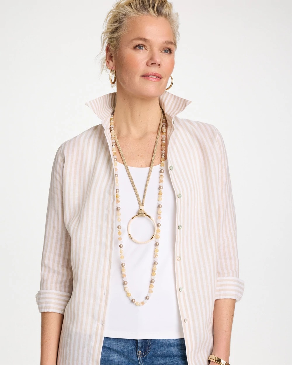 Neutral Large Open Pendant Necklace