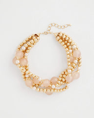 Pink Gold Pink Chunky Beaded Necklace