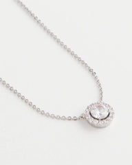 Silver Silver Tone Drop Stone Necklace