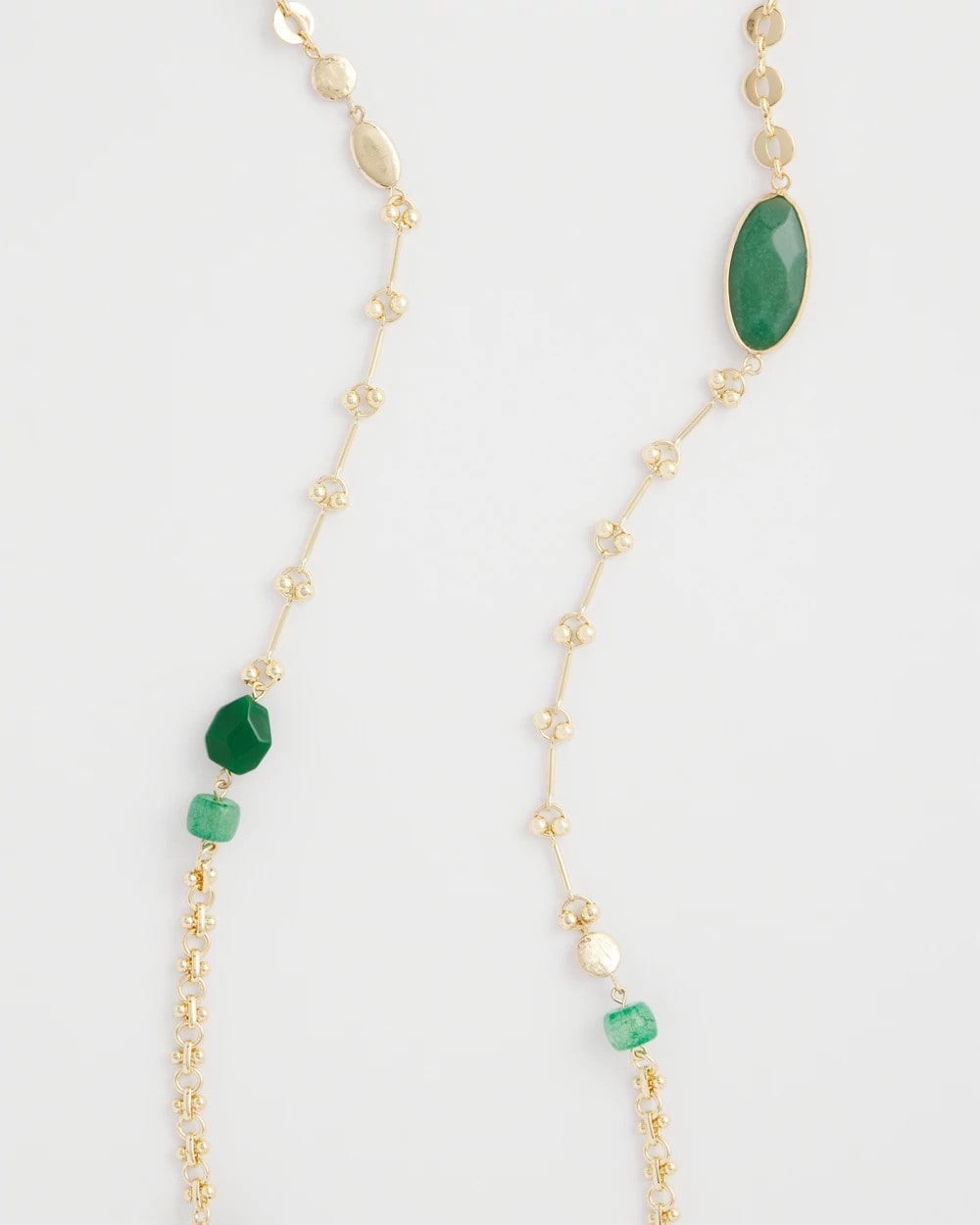 Green Green Accent Long Single Strand Necklace