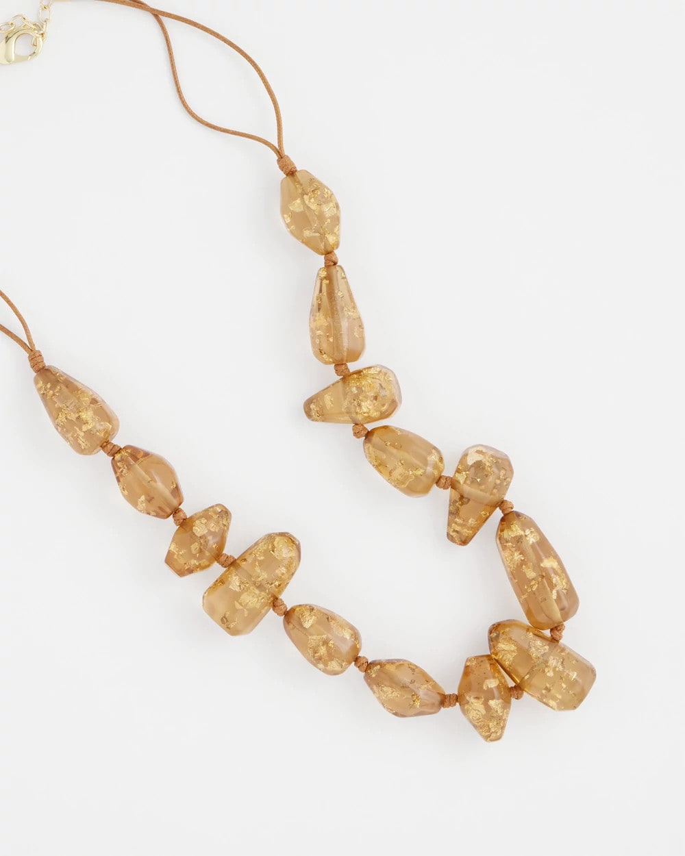 Neutral Gold Foil Long Single Strand Necklace