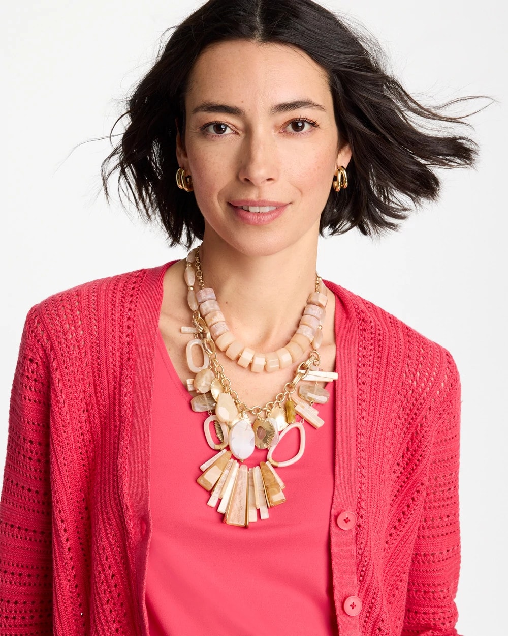 Neutral Chico's Originals Neutral Stone Bib Necklace