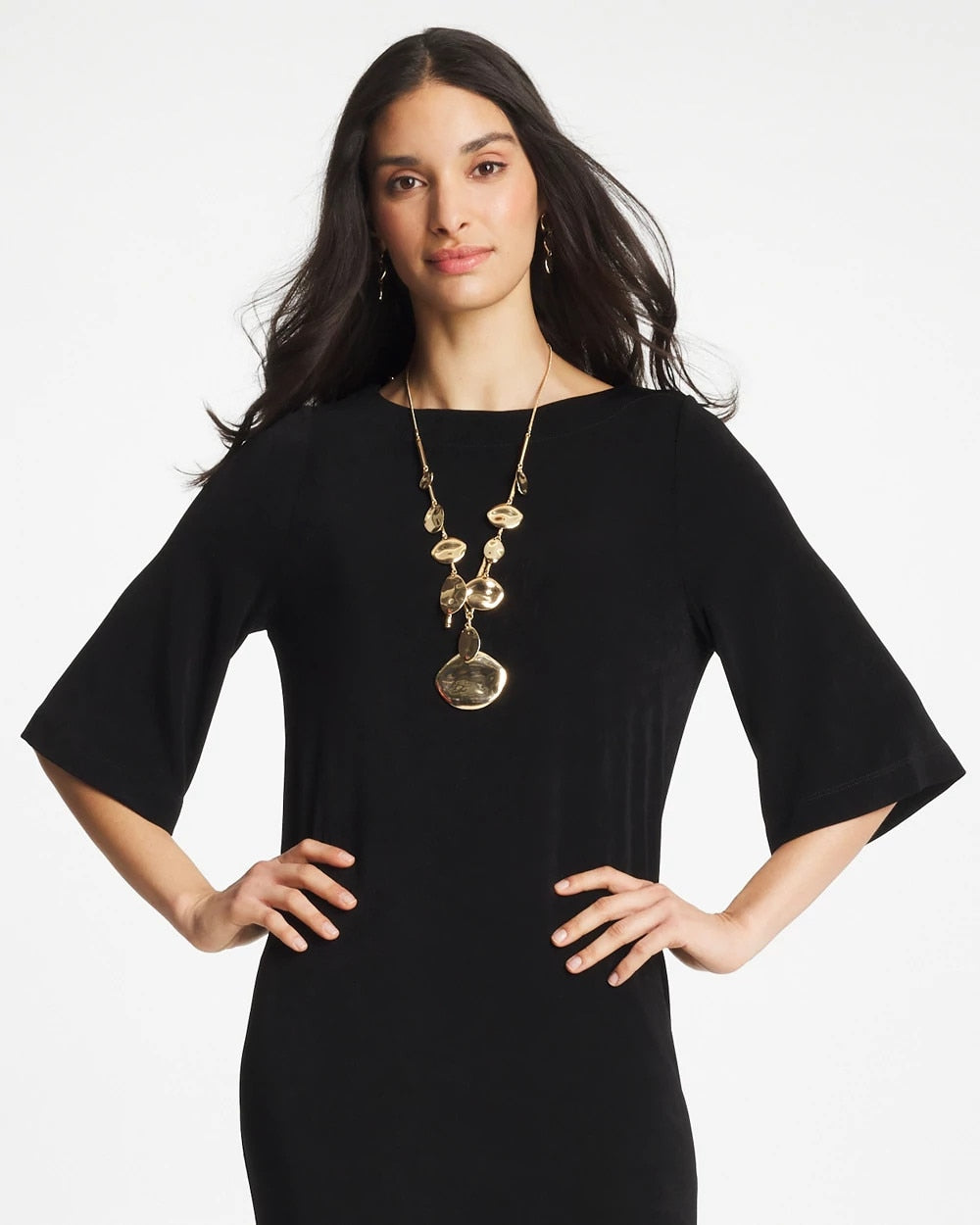 Gold Gold Long Single Strand Necklace