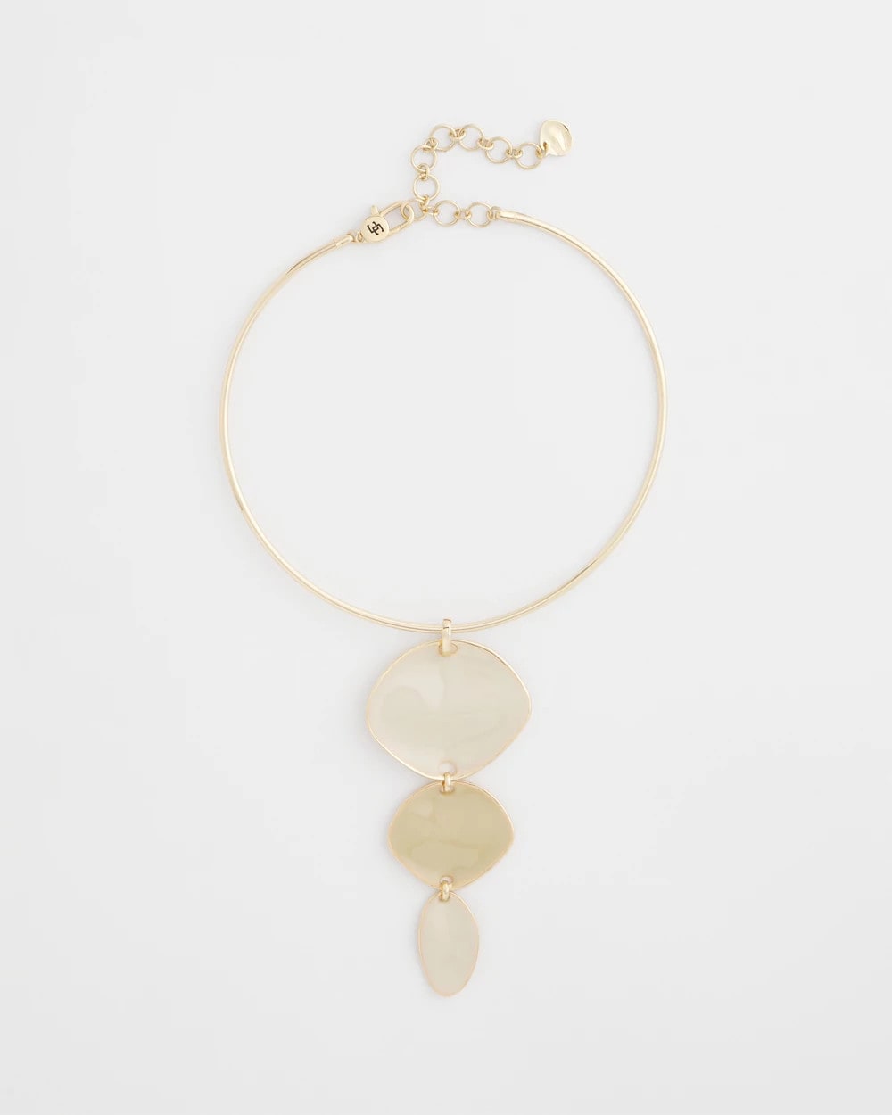 White/Gold Linear Reversible Pendant Necklace