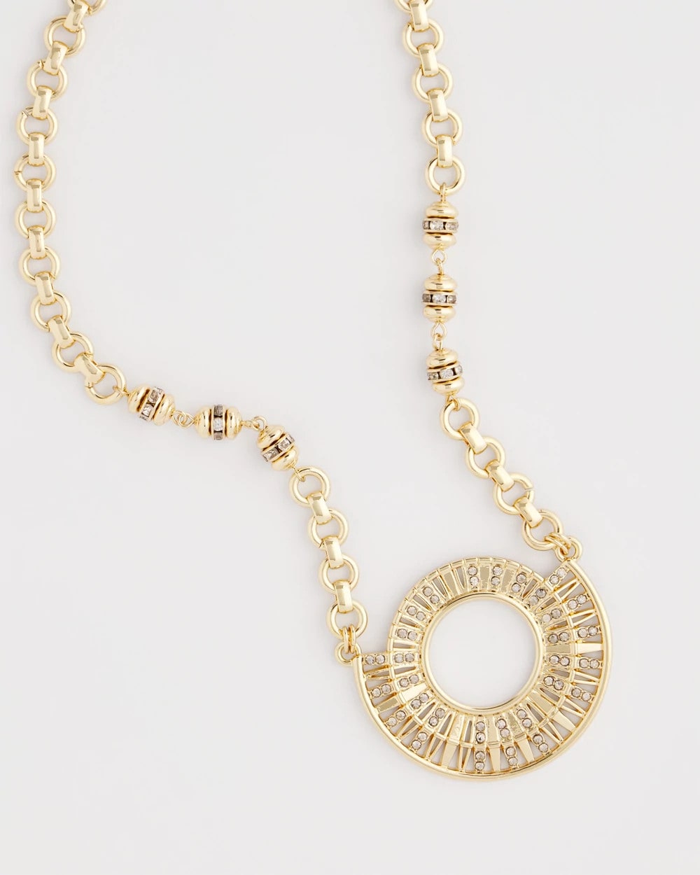 Gold Sparkling Goldtone Circle Pendant Necklace
