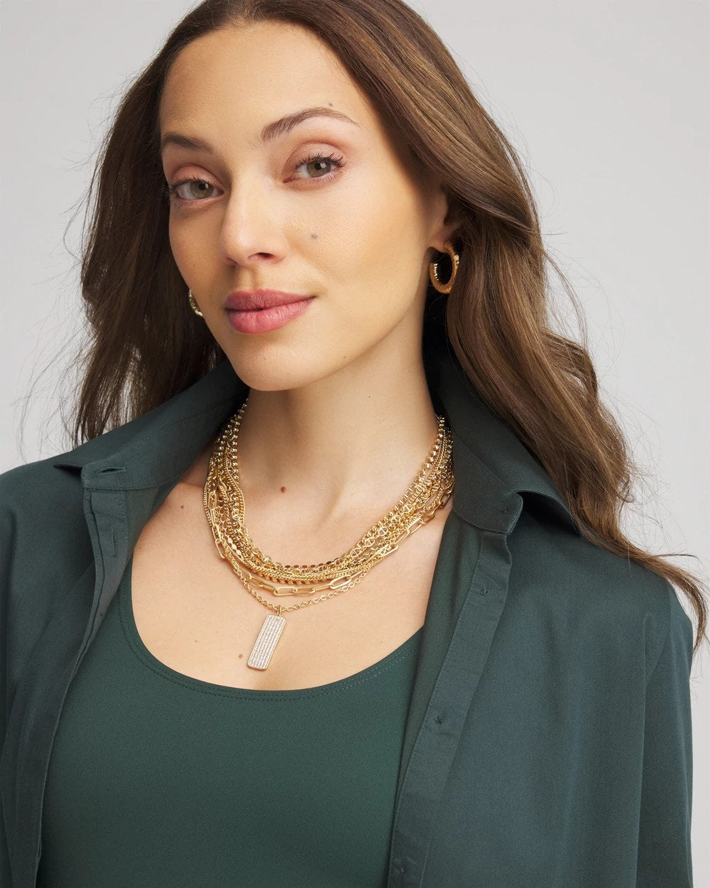 Gold Convertible Gold Pave Pendant Necklace
